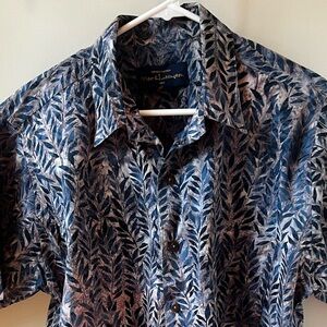 Pete‎ Huntington Bali Batik Button Down Coastal Beachy Hawaiian Shirt Tropical L